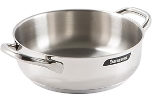 Barazzoni Chef Line Tegame Due Manici, ø cm 28, capacità 4.5 Litri, Made in Italy, Acciaio Inox 18/10, Induzione+Gas, Triplo Fondo, PFAS Free, Argento
