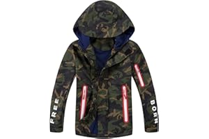 YoungSoul Giacca Impermeabile Mimetica Bambino, Giacca a Vento Foderata in Pile