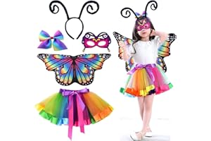 DKDDSSS 5 Piezas Alas de Mariposa, Disfraz Mariposa Niña y Niño, Para Jugar en Fiestas 3-8 Años