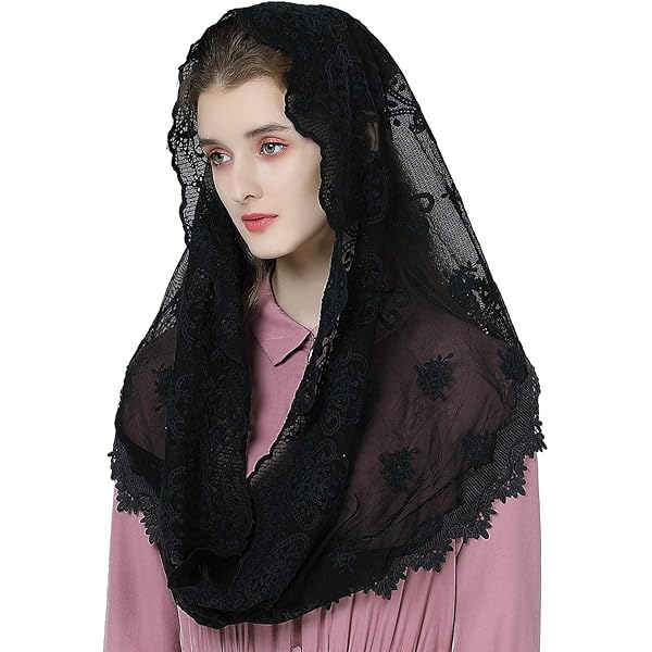 Velo Di Pizzo Da Chiesa - Triangolare, Per Sposa O Messa, Bianco O Nero - Foto 3