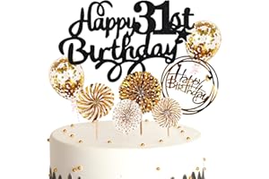 Cymeosh Tortendeko Happy Birthday Kuchendeko 31. Geburtstag Mann Frau, Kuchen Topper Happy 31th Birthday, Cake Topper 31. Geburtstag Ballons Konfetti für Geburtstagstorte Deko 31 Jahre Frauen Männer
