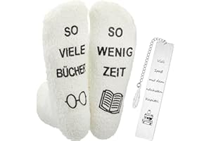 Geyoga Geschenke für Leseratten Lustige Bücher Socken mit Spruch Lesezeichen für Bücherwürmer Lesen Zubehör für Frauen Freundin Lehrerin Weihnachten Geburtstag Jobwechsel Ruhestand Abschied(Weiß)