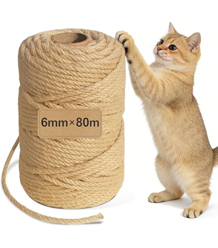 Chuner touw 60 m 8 mm natuurlijk sisal touw voor krabpaal sisal krabpaal vervanging voor katten krabpaal krabtouw huishouden verpakking doe-het-zelf kunsthandwerk bloemisterij decoratie (60 m 8 mm