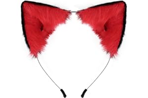PPFINE Copricapo fatto a mano con orecchie di gatto, lupo, volpe, accessori per costume di Halloween, Natale, cosplay