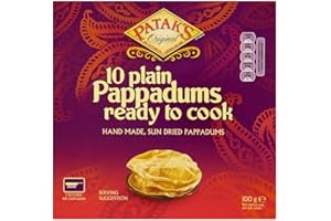 Patak's Plain Ready to Cook Pappadums (10 per Pack - 100g) - Pack of 6