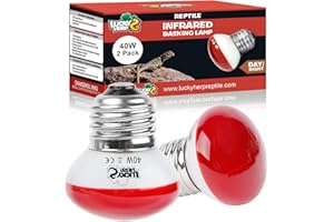 LUCKY HERP Reptile Infrared Heat Lamp, Infrared Basking Spot Heat Bulb 40W 2Pack, Red Heat Lamp Bulbs for Reptiles, Amphibian, Tortoise, Bearded Dragon, Lizard, Chicks