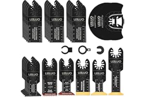 LEILUO 32-częściowy zestaw narzędzi wielofunkcyjnych do gwoździ do drewna i płyt kartonowo-gipsowych Uniwersalne zapasowe ostrze z torbą do przechowywania Kompatybilny z Makita i nie tylko