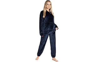 CityComfort Pyjama Femme Hiver Polaire, Ensemble Pyjama Chaud à Capuche pour Femme Ado, Idée Cadeau pour Elle