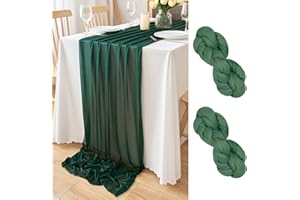 DecorMommt Runner Tavola in Chiffon Smeraldo Verde, Runner Decorazioni Natalizie per la Casa, Runner da Tavolo Moderno, per Matrimoni Compleanni Feste Deco, 2 Pezzi, 77cmx300cm