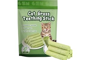 HIVETZ 6Pcs Cat Grass Teething Stick,Cat Grass Sticks,C/at Chew Sticks,C/at Dental Stic/k,Natural Ca/t Gra/ss Stick/s Molar Rod,Ca/t Teeth Cleaning G/rass Stic/k,Catnip Toys,Teething Toy