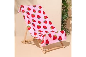 Dreamscene Kids Beach Towel Pink Strawberry, Super Soft Quick Dry Towel for Girls Boys Beach Towel Microfibre Beach Holiday Essentials Travel Towels for Summer, 71cm x 152cm