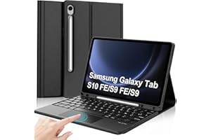 IVEOPPE Coque Clavier pour Samsung Galaxy Tab S9 FE/S10 FE 10.9"/S9 11" avec Touchpad, Coque Clavier AZERTY Français Bluetooth pour Samsung Tab S10 FE/S9 FE 10.9"/S9 11", Noir
