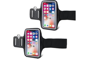 LOBVABA 2 Stück Sportarmband Mit Kopfhörer Tasche, Universal Handy Armband, Joggen Running Armband, Handyhalterung Armtasche Geeignet für Alle Smartphones Bis Zu 6.8''