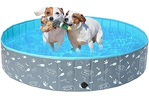 Demigreat Dog Pool for Large and Small Dogs, 80/120/160 cm, Foldable Dog Paddling Pool, Portable and Eco-Friendly, Polyvinyl Chloride (PVC) Dog Pool, Bone