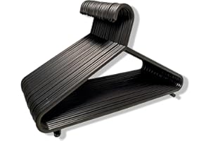 REQUISITE NEEDS Pack of 100 Adult Coat Hangers of Strong Plastic and Durable for Clothes Rails and Closets, Hooks, and Lips Space Saving Hanger for Coats and Suits with Trouser Bars