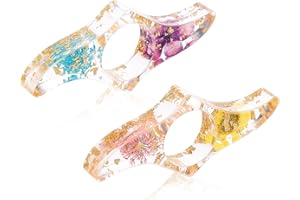 cobee Soporte para página de libro de flores secas de resina, 2 piezas transparente hecho a mano marcador floral soporte para libros anillo de lectura para pulgar