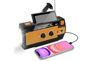 Nigecue Radio solar portátil con dinamo y radio AM FM batería recargable incorporada de 4000 mAh linterna LED de 4 modos lámpara de lectura LED con sensor de movimiento alarma SOS para emergencias