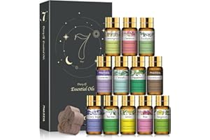 PHATOIL Premium Essential Oils Set with Wood Diffuser, Pure Natural Scent Fragrance Oil Gift Set-12 Pack/5ml for Relaxation, Aromatherapy, Diffusers, Humidifier