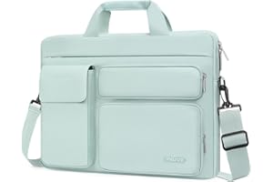MOSISO Torba na ramię na laptopa z 2 podniesionymi i 1 klapą i 1 poziomą kieszenią, uchwytem i paskiem