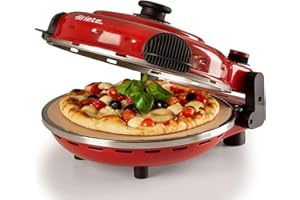 Ariete Forno Pizza 919, Pizza 4' Minuti, Forno per Pizza con 5 Livelli di Cottura, Piastra Refrattaria Antiaderente per Riscaldare, Pale in Legno Incluse, Temperatura Max 400°C, 1200W, Rosso