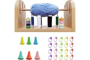 HAPPY REUNION Two Stones - Porta filati in legno per uncinetto, per uncinetto, per gomitoli o uncinetto, per lavorare a maglia e cucire, colore: faggio