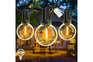 Yuusei Guirlande Guinguette LED 15M, Guirlande LED Exterieur avec 25 +1 G40 Ampoules, IP45 Imperméable Extérieur Intérieur Guirlande Lumineuse Exterieur pour Jardin Patio Café - Blanc Chaud