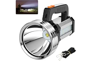 Masmejor Torcia LED Potente Professionale Torcia LED Ricaricabile 10000mAh, 2000LM, Portata di 800m, 6 Modalità di Illuminazione, Impermeabile IPX4, Super Portatile per Campeggio, Ciclismo, Alpinismo