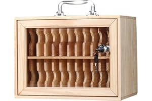 LVRUIEDS Mobile Phone Storage, Personal Storage Box with 12/15/20/25/30/40 Slots, Transparent Mobile Phone Locker with Lock, Desktop Mobile Phone Storage Cabinet (Wood, 24 Slots)