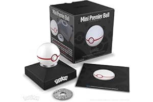 The Wand Company Pokémon Trainer Mini Poké Ball Range of Authentic Replicas - Realistic, Electronic, Die-Cast Poké Ball with Display Stand Light Features (Mini Premier Ball)