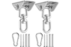 DINHAUYON 2Pcs Heavy Duty Sensory Swing Hangers with Bolts Screws, Stainless Steel Boxing Bag Bracket 450kg for Playground Equipment, 360° Swivel Hammock & Hanging Chair Hooks for Concrete Ceiling, Wooden Porch
