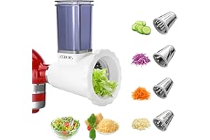 ASSIDUOUS Accessoire de Trancheuse de légumes pour KitchenAid Robot Pâtissier, accessoires pour hachoir, râpe à fromage, coupe-tout, coupe-fruits, Vegetable Slicer，Ajout pour saladier