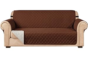 subrtex - Funda de sofá Acolchada Reversible para sofá de 1,2,3 plazas, con Correas elásticas Ajustables y Bolsillo Lateral de Almacenamiento (para sillón de Dos plazas, Chocolate)