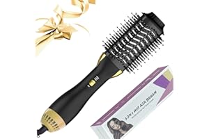 LANBOO Hair Dryer Brush, 3 in 1 Hot Air Brush with Adjustable Temperature - Hot Brush for Hair Styling Short Hair, Medium & Long Hair - Women Hair Volumizer & Hot Air Styler (Gold)