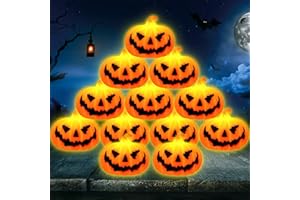 Lets Joy Luci LED Zucca di Halloween, 12 Pezzi Lanterne, Decorazione Luminosa, Giocattoli Bomboniere per Bambini Regalo per Feste