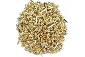 Leucasa 250 Pièces Attaches Parisiennes 8X17mm Mini Brads pour Les Loisirs Créatifs, l'Artisanat, Les Fournitures Artistiques et Les Fournitures Scolaires pour Le Bricolage (Or)