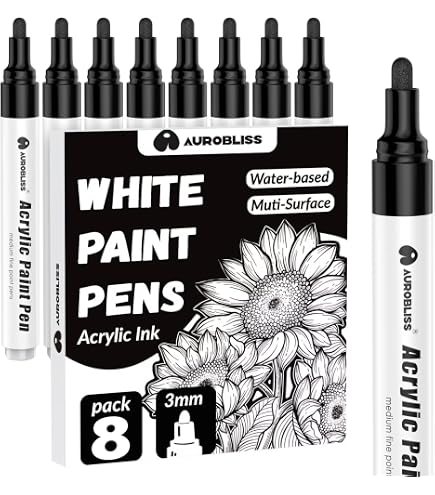 Marqueur Blanc Permanent Imperméable – Lot De 3, Pour Pneus, Pierre, Céramique, Tissu, Etc.