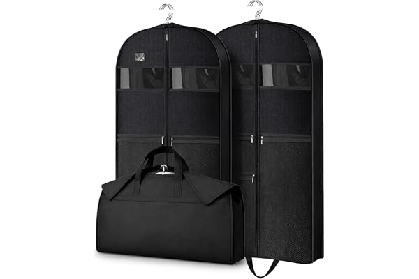 Kostymväska, URMI Heavy Duty 110 x 60 x 10 cm dans kostym väska kläder förvaringsskydd skydd för resor 10 cm kil kostymbärare med 3 fickor hängande plaggväska för kostymer, klänning 2-pack