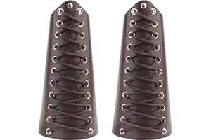 Thajaling 2 Pieces Viking Leather Bracers, Medieval Cuff Leather Wristband, Punk Knight Archery Bracers for Men Women