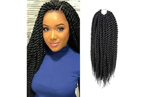 DakTou (45,72 cm, 6 paquetes/lote) Havana Twist Crochet Trenzas 2 X Senegalés Twist Crochet Cabello Mambo Twist trenzado (45,72 cm, 1B)