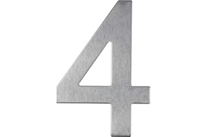 IBOO Numéro de Rue/Maison en Acier Inoxydable Argenté - Adhésif - 100mm - n°4