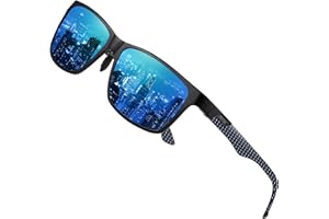 DUCO Męskie polaryzacyjne okulary przeciwsłoneczne z prostokątną metalową oprawką i włóknem węglowym, nogi UV400 CAT 3 8206