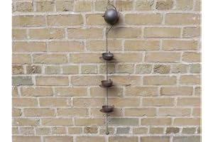 MAISONICA 95cm Teapot Rain Chain Buckets Garden Water Rain Collector Brown Aged Metal