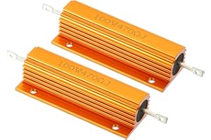 PATIKIL 100W 470 Ohm Resistore in Alluminio Involucro, 2pz Alluminio Alloggiamento Resistenza Alloggiamento Filo Avvolto Resistori Vite Tocca Potenza Resistenza, Oro