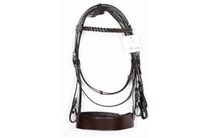 Aces Equine HUNTER BRIDLE BROWN WITH 2" NOSEBAND & 1" PLATED BROWBAND PREMIUM QUALITY (X-FULL)