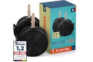 Alphatrail Bicycle Inner Tube Rick 24 Inch AV Schrader Valve 2x Set with Mobility Guarantee I Compatible Bike Tyres Continental, Conti, Schwalbe, Maxxis & Michelin Bike Tube