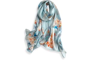 PoeticEHome lång silkes halsduk 100% mullbärssilke 170x53cm, elegant scarf för kvinnor för huvud och hals med presentförpackn