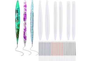 SUNHATY Stifte Silikonform 6 Stück DIY Epoxidharz Formen Stifte Gießform Set Kugelschreiber Silikonform Kit Resin Mold mit 36 Stück Nachfüllpackungen für DIY Stift Resin Crafting