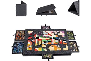 XJJAUGKLY Fällbart pusselbord för 1 000 delar, lutbart med 6 lådor | Pusselbräda med 2-i-1-designstativ och lock, superlätt filt pusselbord pusselbräda för pussel upp till 1000