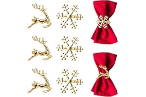 ANIYOO Christmas Napkin Rings Set of 8 Golden Napkin Rings Snowflake Reindeer for Christmas Lunch Thanksgiving Party Holiday Christmas Wedding Table Decoration Stocking Fillers