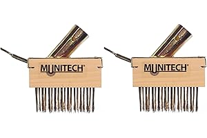 MUNITECH Garden Patio Weed Brush/Tool Heavy Duty Angled Steel Wire Replacement Head with Bracket & Scraper - (Pack of 2)